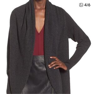 Leith Dark Gray Open Front Cardigan